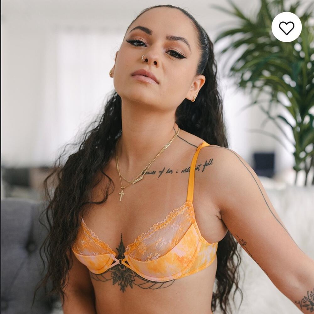 Savage x fenty Watercolor Tie Dye Half Cup Bra Lace Scarlet ibis marble 38B